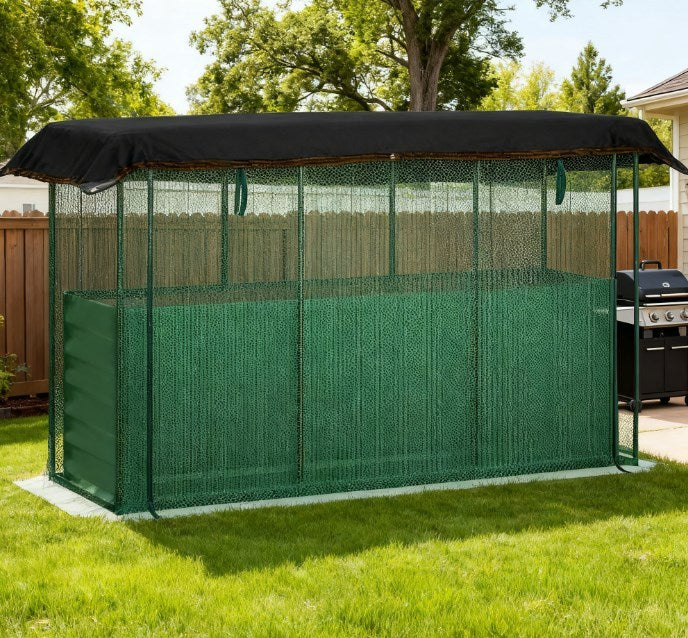 Open Bottom Raised Garden Bed,Galvanized Steel Planter Box,Crop Cage and Shade Cloth with Raised Garden Bed Media 1
