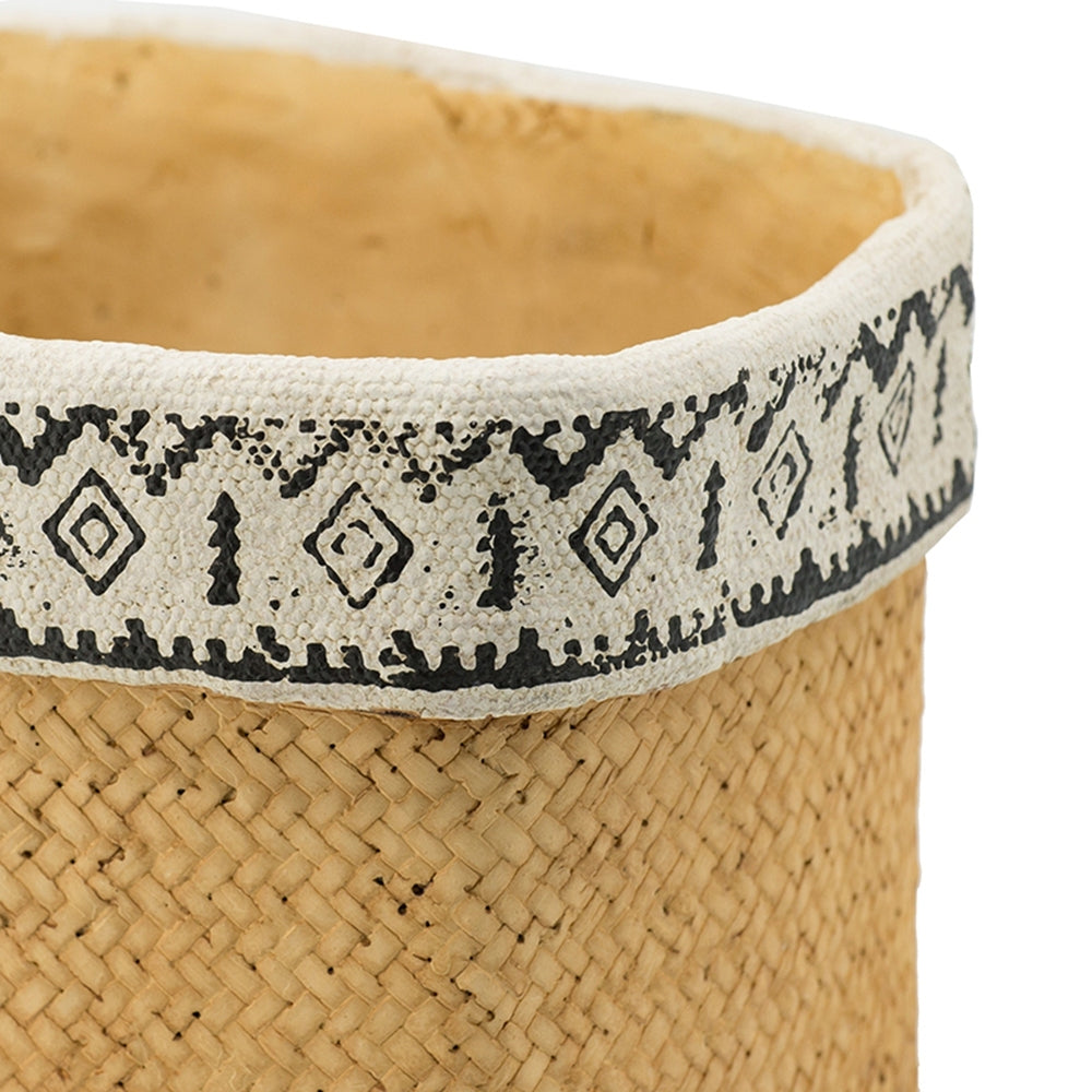 Set of 2 Rectangular Basket Planters with Geometric Trim, L:10.5x8.5x8' S:7.5x5.5x6.5' Media 5