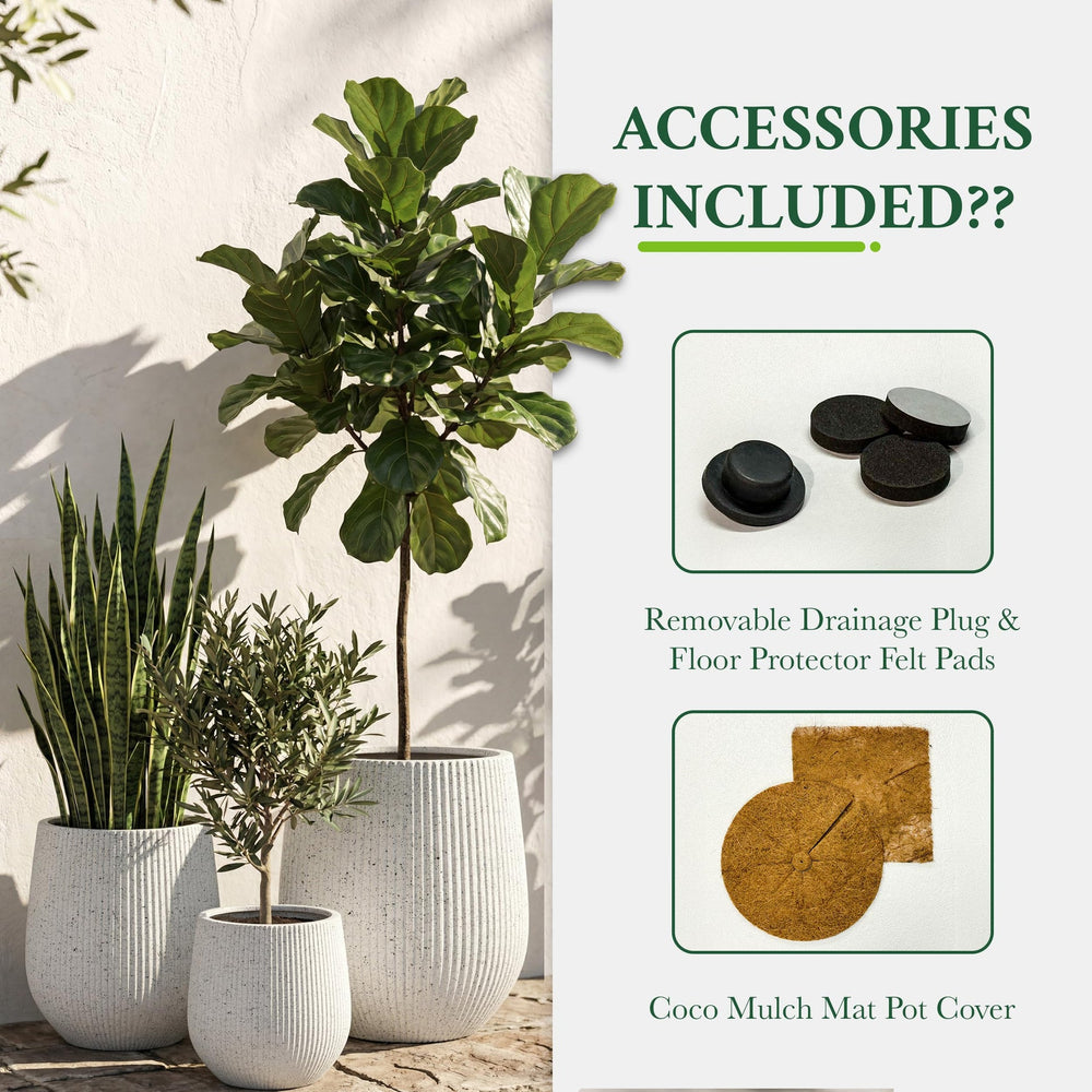 DTY Signature Mount Wilson Modern Indoor Outdoor Fiberstone Tapered Planter, Lightweight, Weather Resistant Garden Pot with Drainage Hole & Rubber Plug (Black, 11'' D x 12'' H) Media 71