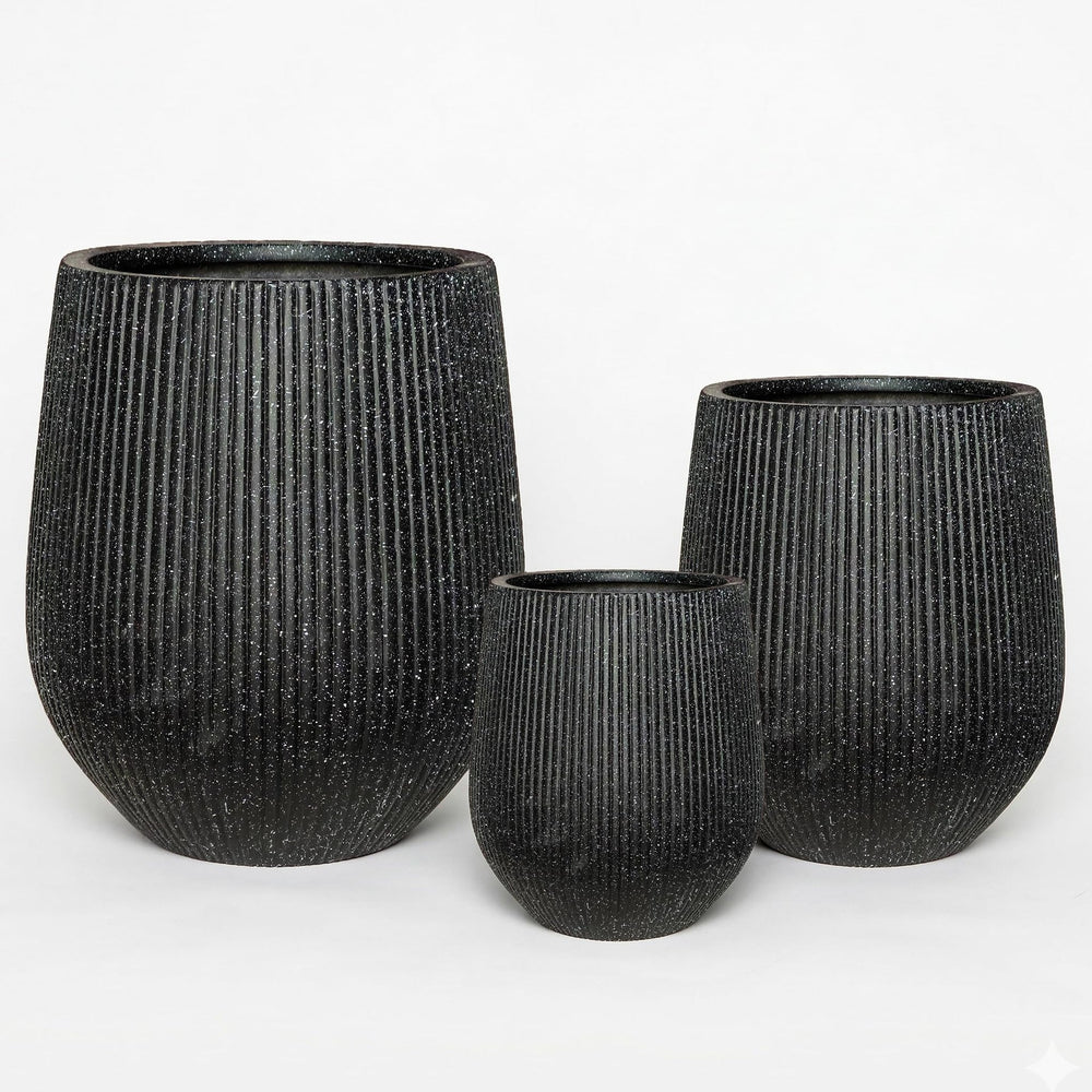 DTY Signature Mount Wilson Modern Indoor Outdoor Fiberstone Tapered Planter, Lightweight, Weather Resistant Garden Pot with Drainage Hole & Rubber Plug (Black, 11'' D x 12'' H) Media 53