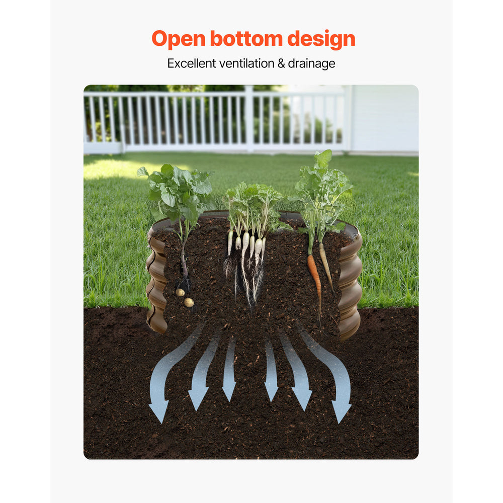 Metal Raised Garden Bed, 3 Pcs 2 x 2 x 1 ft Outdoor Galvanized Planter Garden Box, Open Bottom Design, Large Planter Raised Bed for Growing Vegetables, Flowers, Herbs, Succulents, Wood Grain Media 8