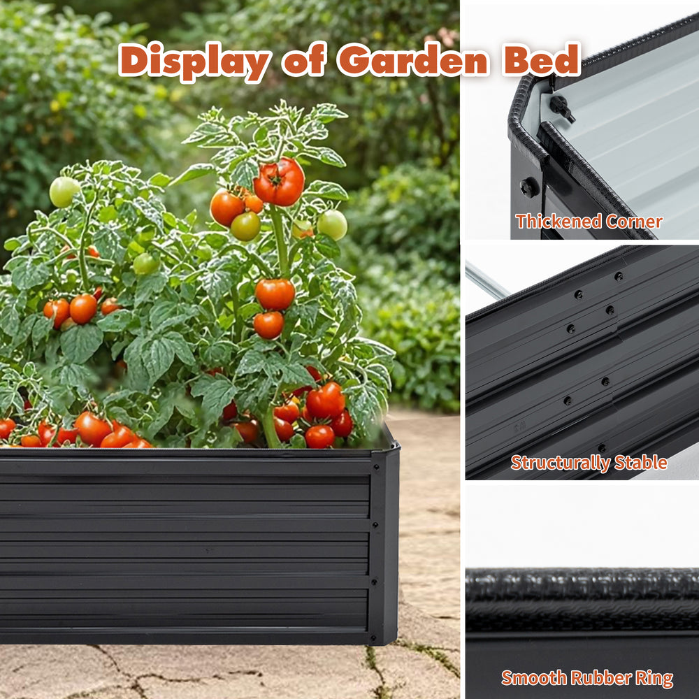 Galvanized Raised Garden Beds Outdoor // 8×4×1 ft Planter Raised Beds for Gardening, Vegetables, Flowers // Large Metal Garden Box Media 3