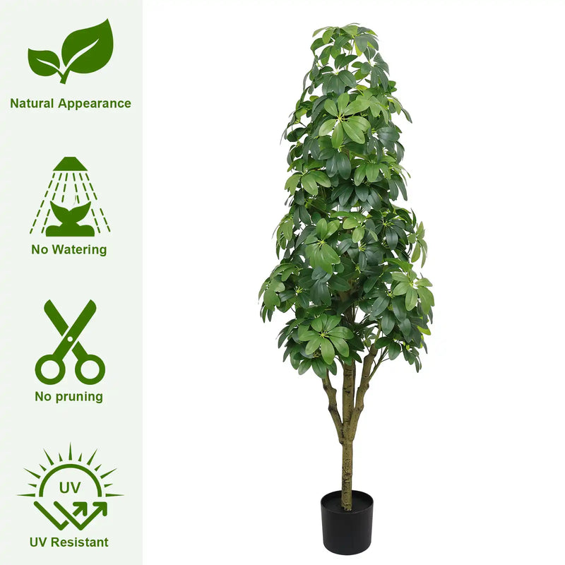 5.2FT Realistic Faux Tree with Lifelike Foliage in Green, Durable Plastic Construction for Indoor and Outdoor Use