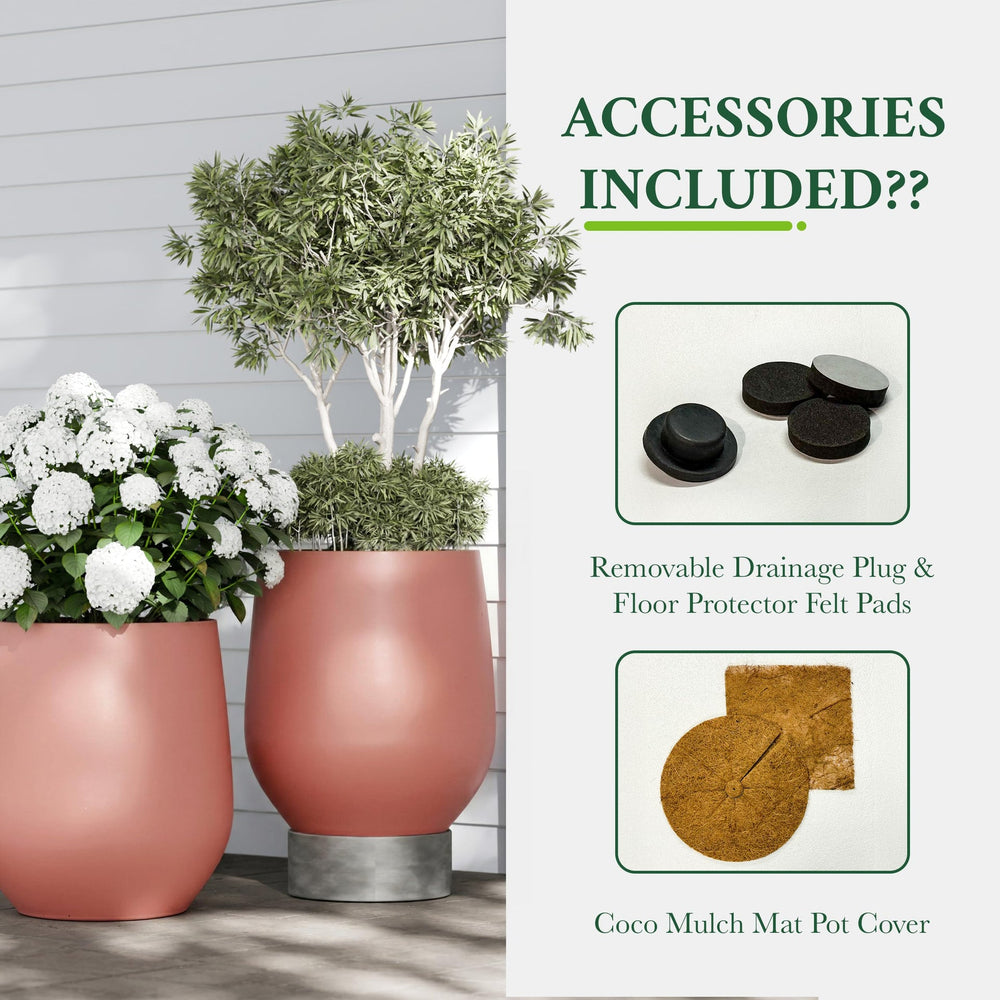 DTY Signature Mount Wilson Modern Indoor Outdoor Fiberstone Tapered Planter, Lightweight, Weather Resistant Garden Pot with Drainage Hole & Rubber Plug (Black, 11'' D x 12'' H) Media 78