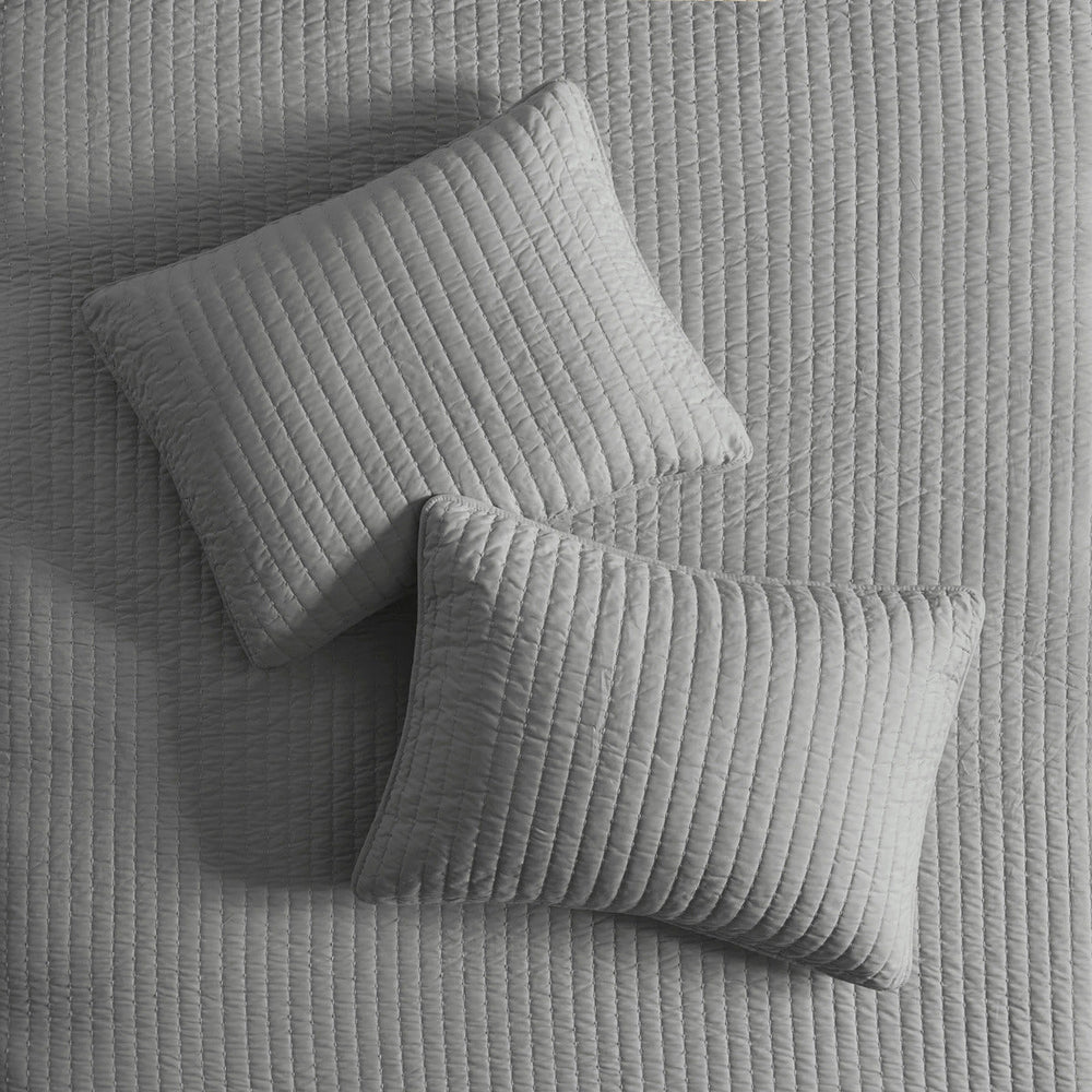 2 Piece Quilt Set Grey Twin/Twin XL Media 2