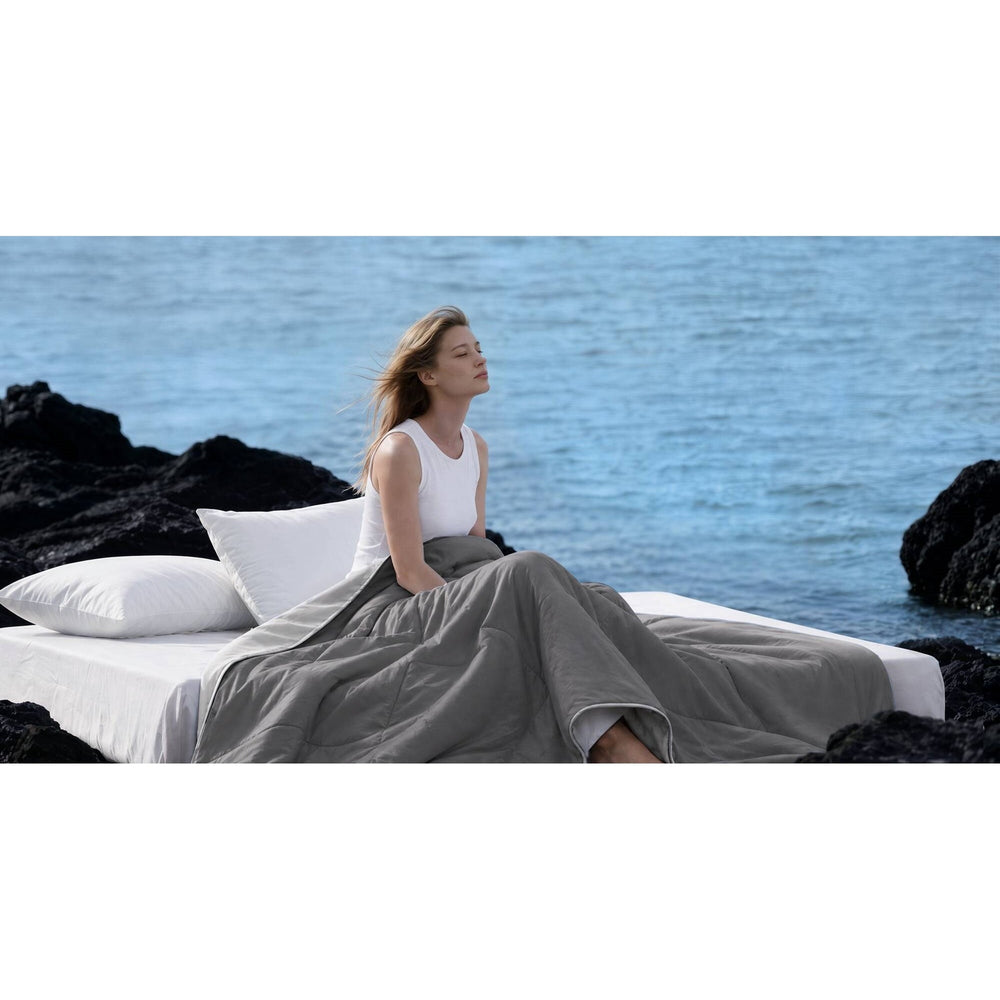 1 Piece King Down Alternative Comforter,Grey Media 12