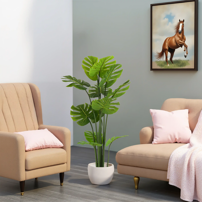 57' Artificial Monstera Deliciosa Plant with Black Plastic Pot