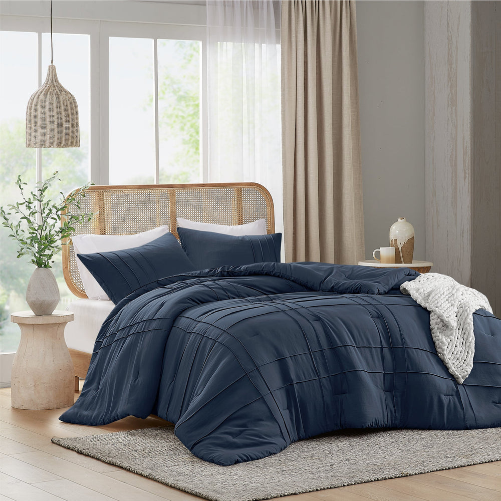 3-Piece Cal King Soft Washed Pleated Comforter Set Media 4
