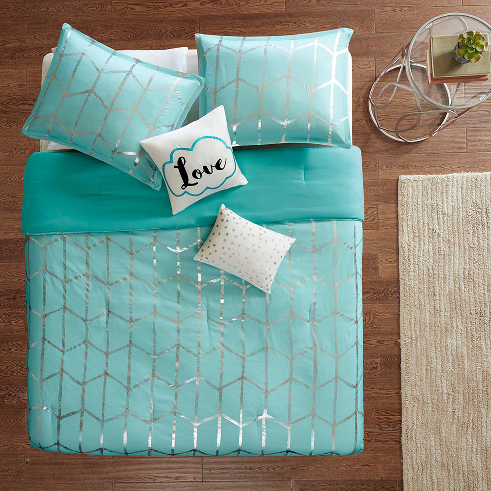 King/Cal King Metallic Printed Comforter Set Media 13