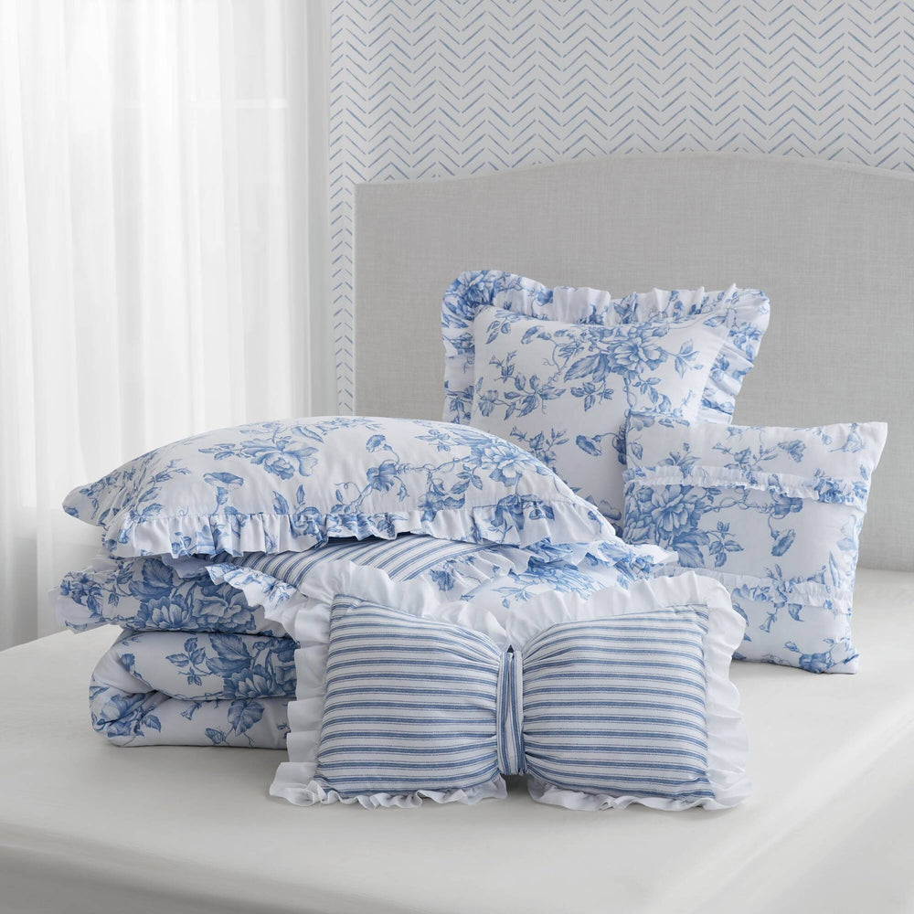 5 Pieces Full/Queen Comforter Set with Decorative Pillows,Blue Media 14