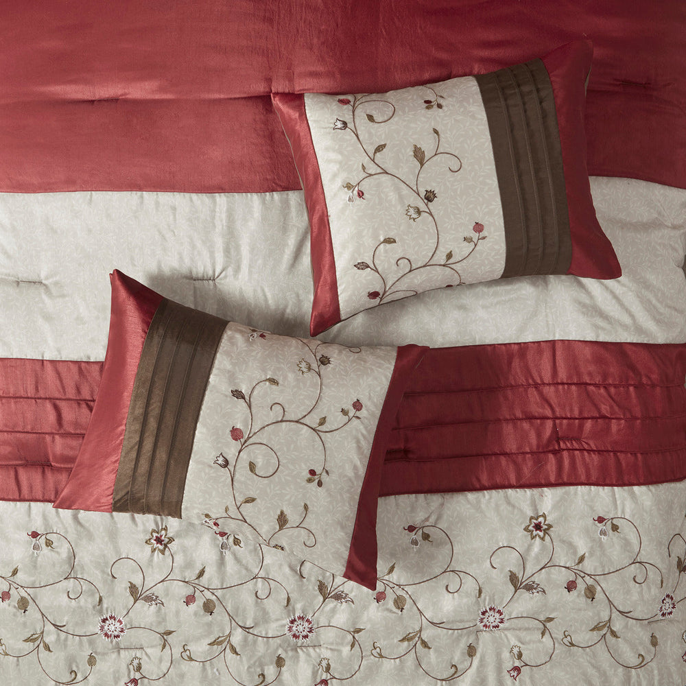 Embroidered 7 Piece Comforter Set Red Queen Media 13