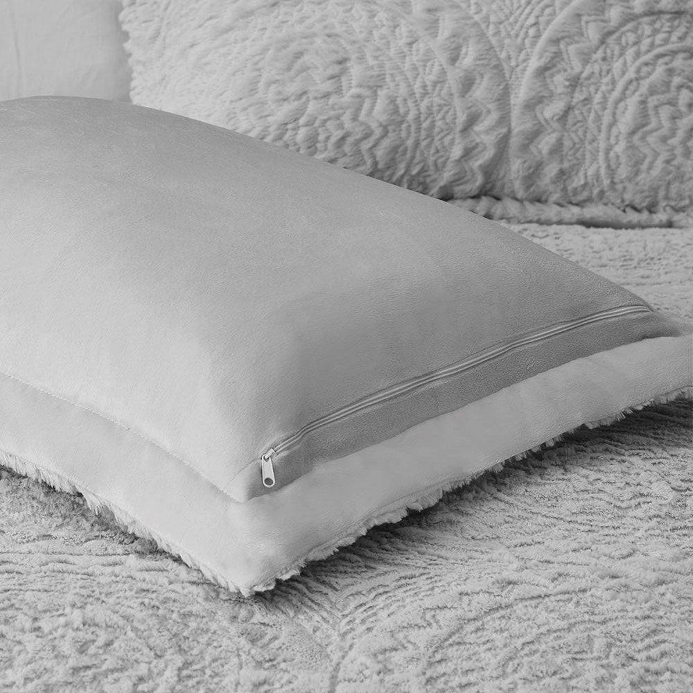 King/Cal King Embroidered Medallion Faux Fur     Comforter Mini Set Media 3