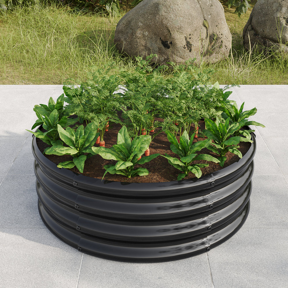 32.08'*11.4' Tall Round Raised Garedn Bed,Metal Raised Beds for Vegetables, Outdoor Garden Raised Planter Box, Backyard Patio Planter Raised Beds for Flowers, Herbs, Fruits Black Media 2