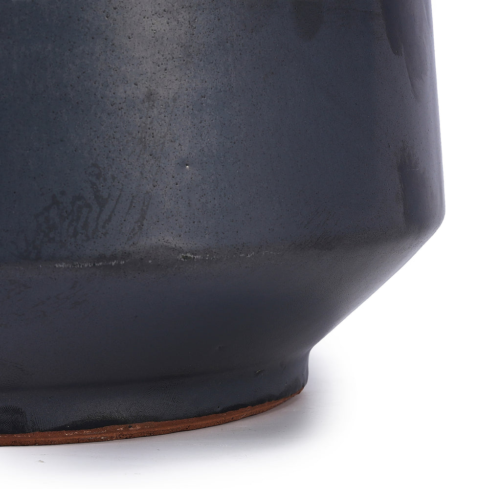 Handmade Black Matte Glazed Ceramic Planter Set of 3, 15/11/9 Inch Diameter, Textured Finish for Orchids & Begonias, Indoor/Outdoor Use on Windowsill & Bookshelf, Breathable Clay Media 14