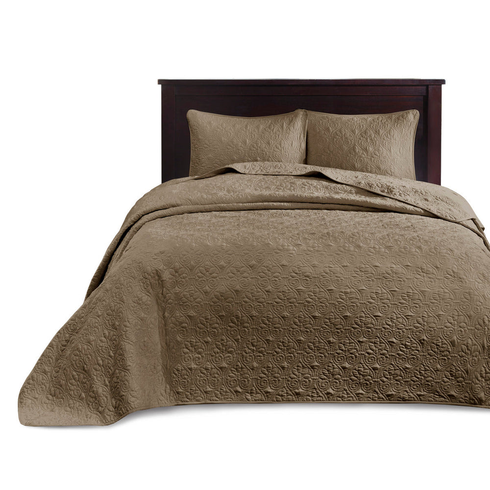 Reversible Bedspread Set Mocha Queen Media 11