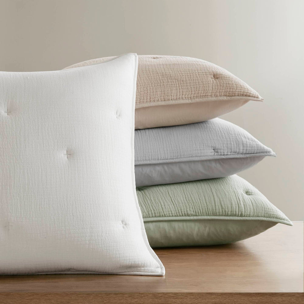 3-Piece Full/Queen Cotton  Embroidered Quilt Set,Sage Media 11