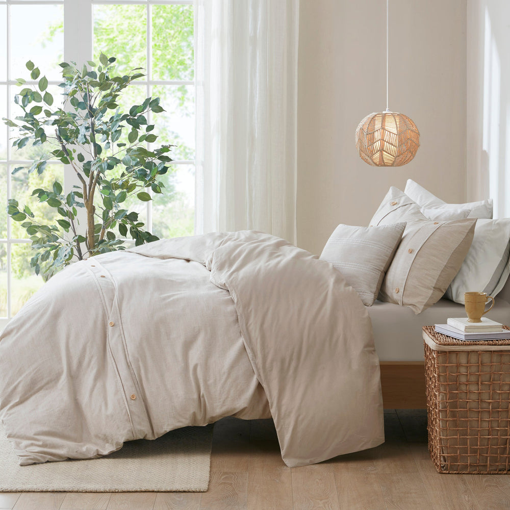 5 Piece Organic Cotton Oversized Comforter Cover Set w/removable insert Natural King/Cal King Media 15