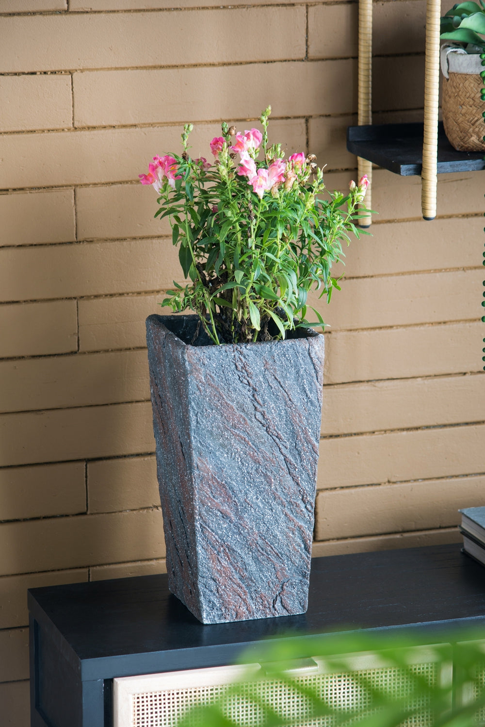 7.5x7.5x15' Cement Planter Small, Indoor Outdoor Garden Functional Decor Media 1