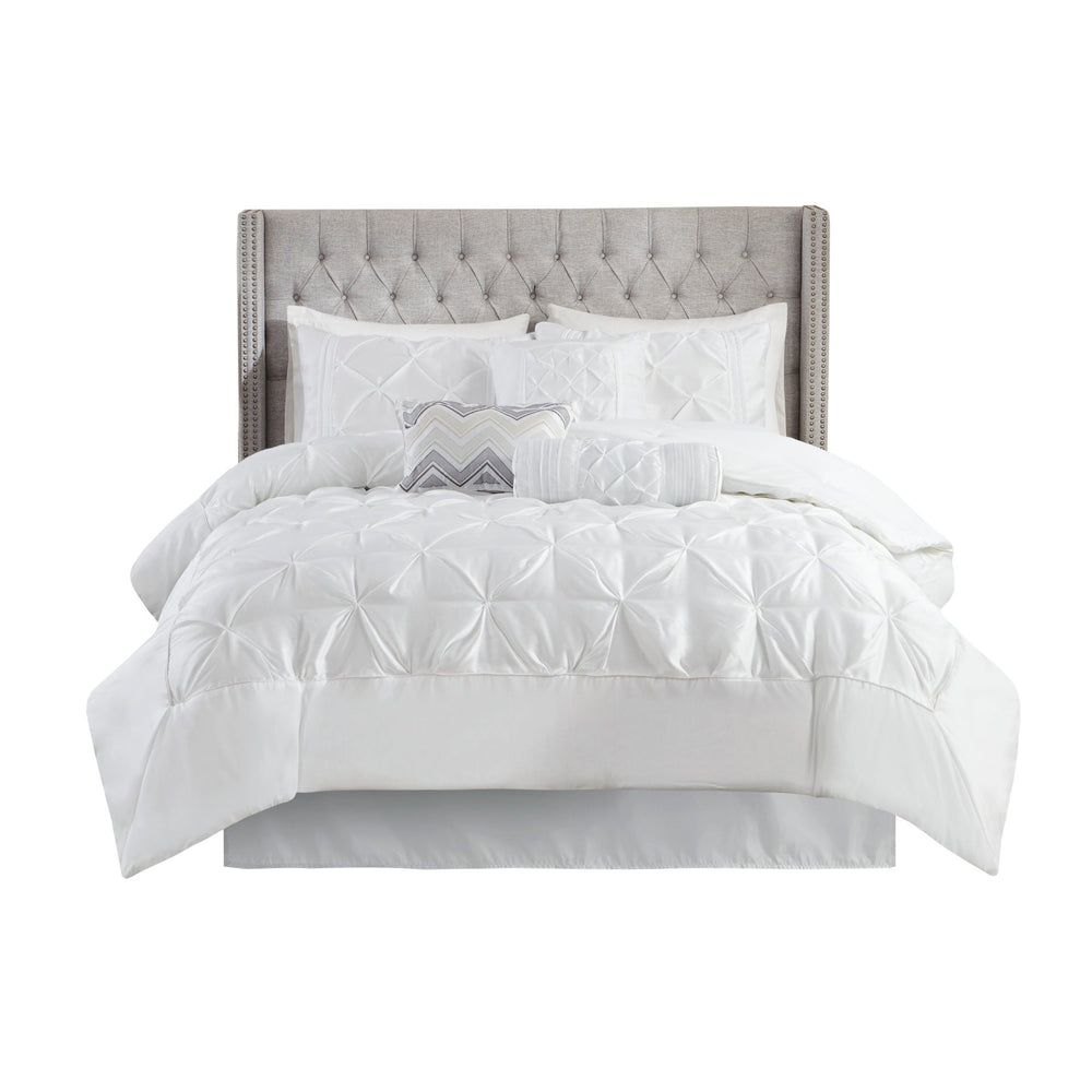7-Piece Full 100% Polyester Pieced Pleated Tufted Comforter Set Media 13