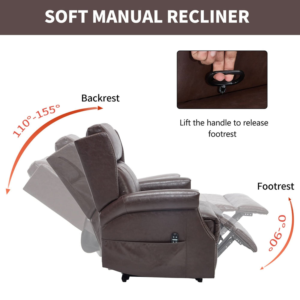 Manual Recliner Chair Faux Leather Massage With 8 Vibrating Nodes & 3 Modes For Living Room Media 8