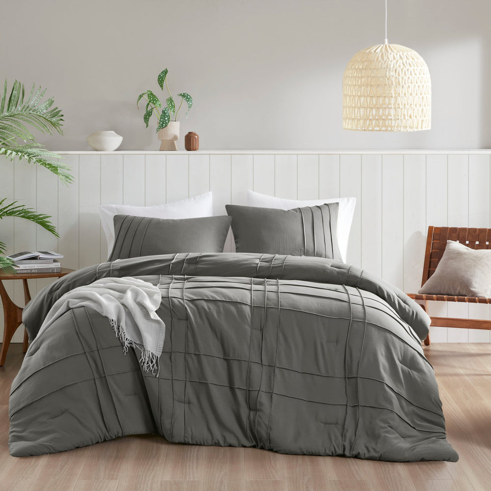 3-Piece Cal King Soft Washed Pleated Comforter Set Media 18
