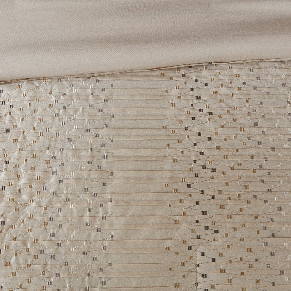 8 Piece Embroidered Comforter Set Natural Cal King Media 8