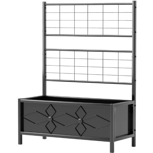 Garden Bed,Outdoor Planter Box Galvanized Raised Garden Bed,with Trellis for Climbing Vines Media 2