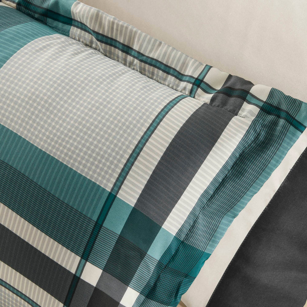 9 PCS Full Plaid Comforter Set with Bed Sheets Teal/Black Media 4