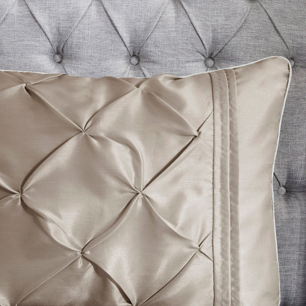 7 Piece Tufted Comforter Set Taupe Queen Media 8