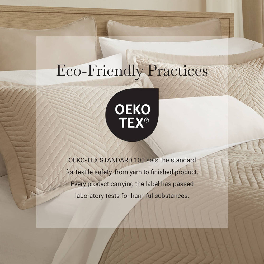 King 3 Piece Cotton Quilt Set Linen Media 6