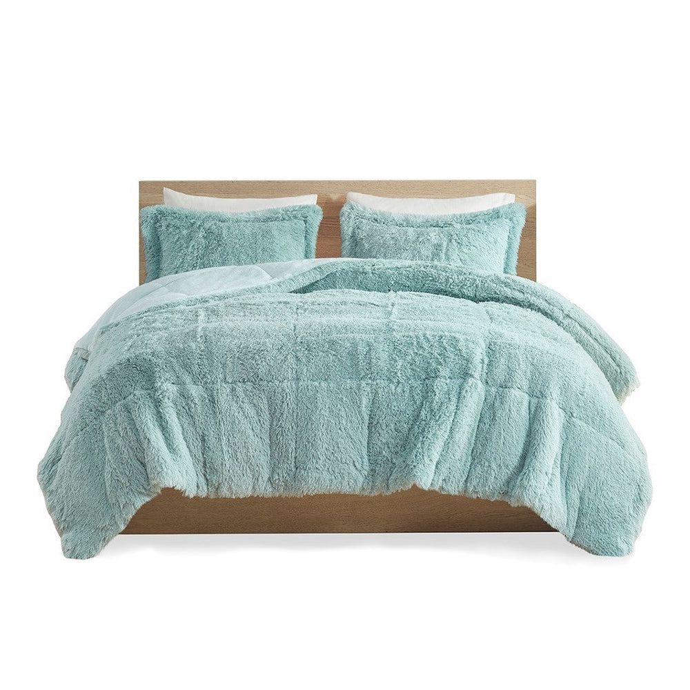 Full/Queen Shaggy Long Fur Comforter Mini Set Media 9