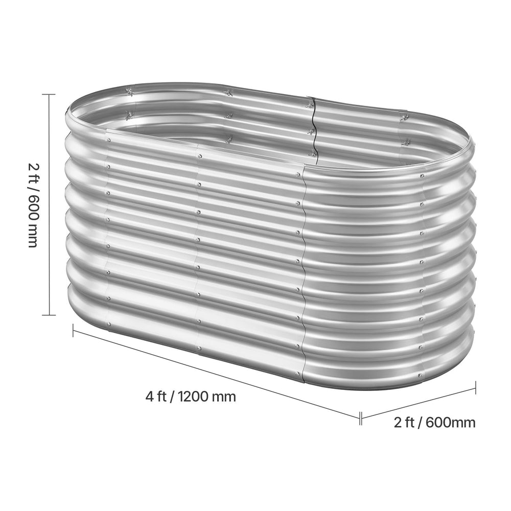 Metal Raised Garden Bed, 4 x 2 x 2 ft Oval Outdoor Galvanized Planter Garden Box, Open Bottom Design, Large Planter Raised Bed for Growing Vegetables, Flowers, and Succulents, Galvanized Color Media 6