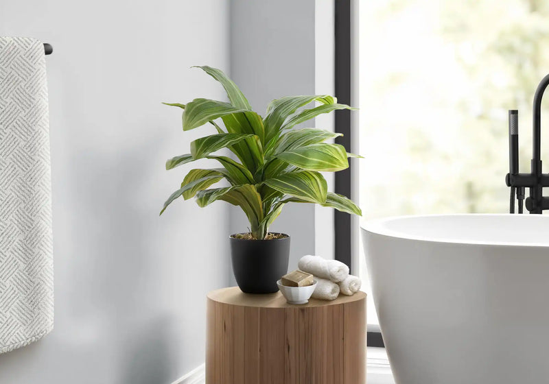Artificial Plant, 17' Tall, Dracaena, Indoor, Faux, Fake, Table, Greenery, Potted, Real Touch, Decorative, Green Leaves, Black Pot