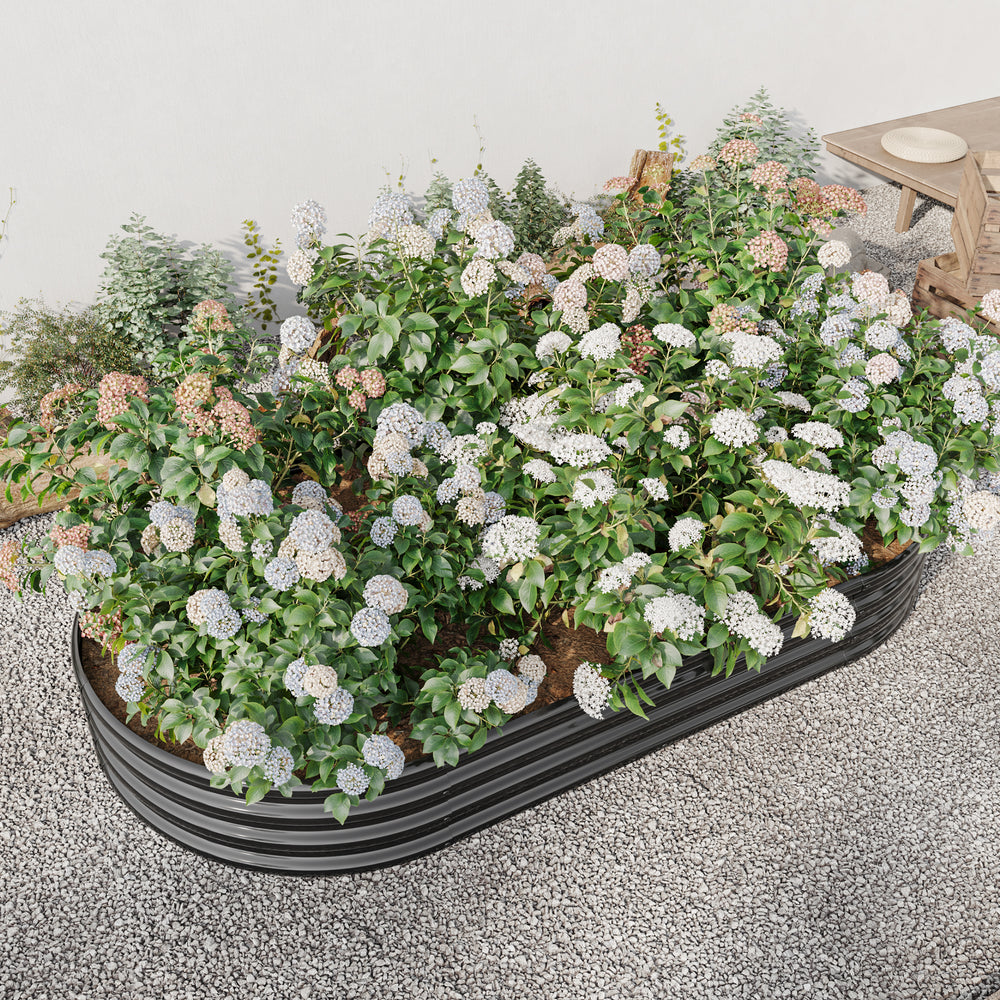 Raised Garden Bed Outdoor,   Oval Large Metal Raised Planter Bed for for Plants, Vegetables, and Flowers - Black Media 6