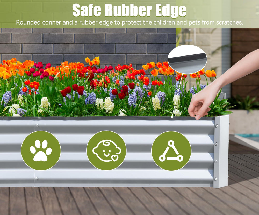 6x3x1ft Galvanized Raised Garden Bed, Outdoor Planter Garden Boxes Large Metal Planter Box for Gardening Vegetables Fruits Flowers, Silvery Media 3
