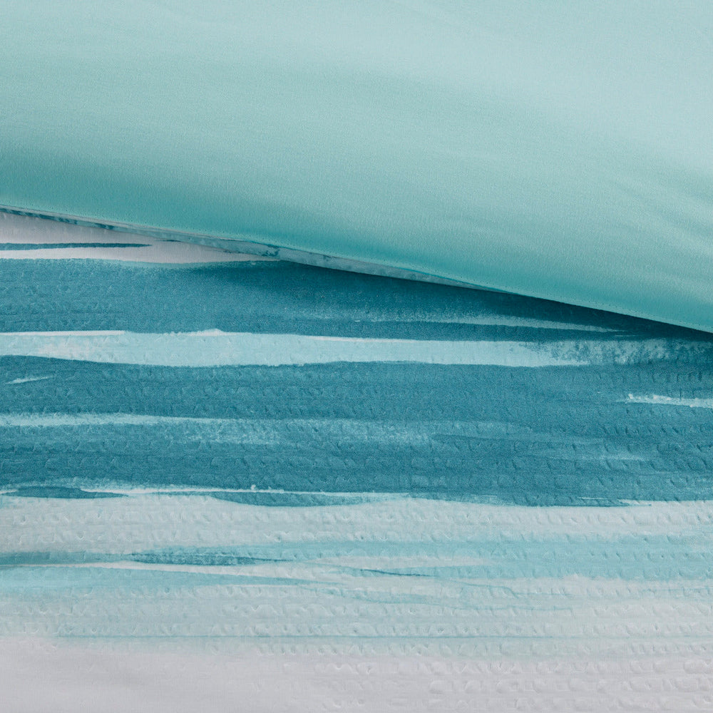 8 Piece Printed Seersucker Comforter and Quilt Set Collection Aqua Full/Queen Media 9