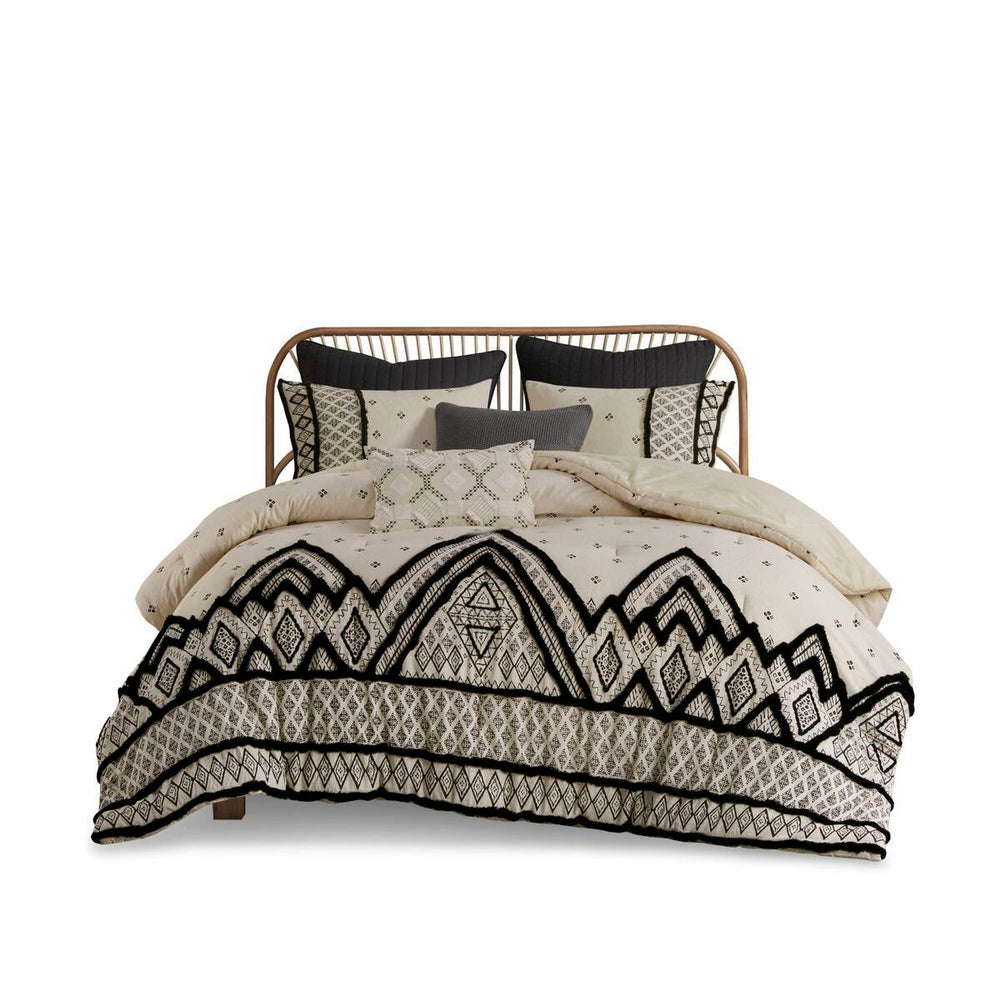 3 Piece Cotton and Flax Linen Blend Comforter Set Natural Full/Queen Media 11