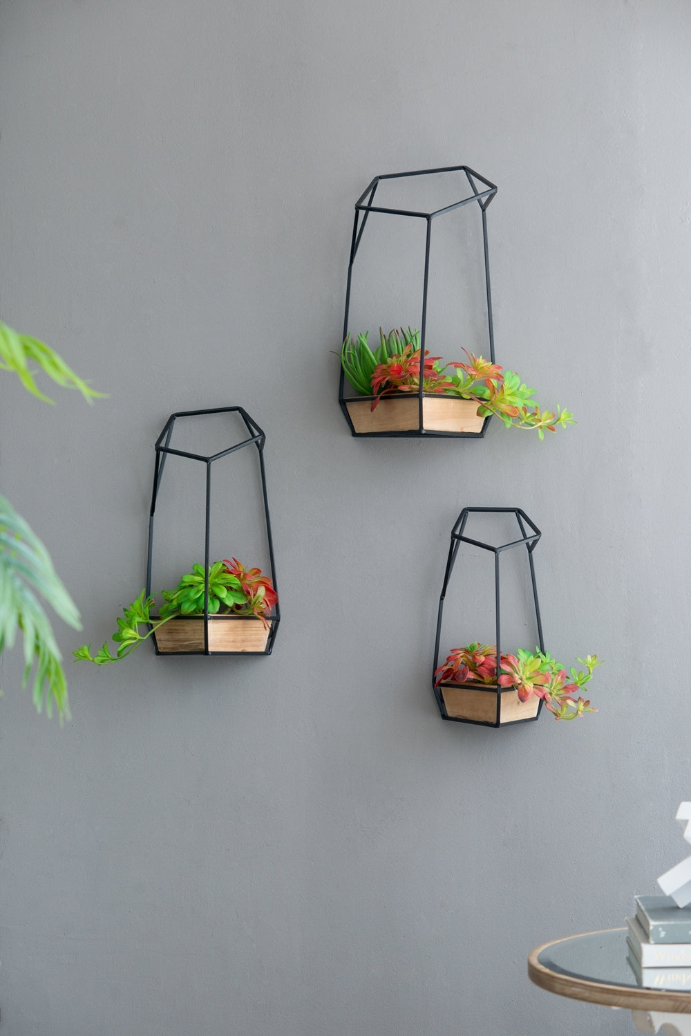 Set of 3 Felix Wall Planter, L:10x10x16.5'  M:8.5x8.5x15.5' S:7x7x13.5' Media 8