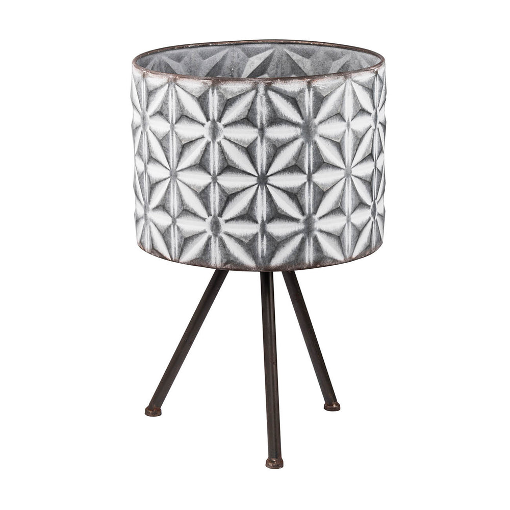 S/2 Large Round Grey Planters On Stands Media 3