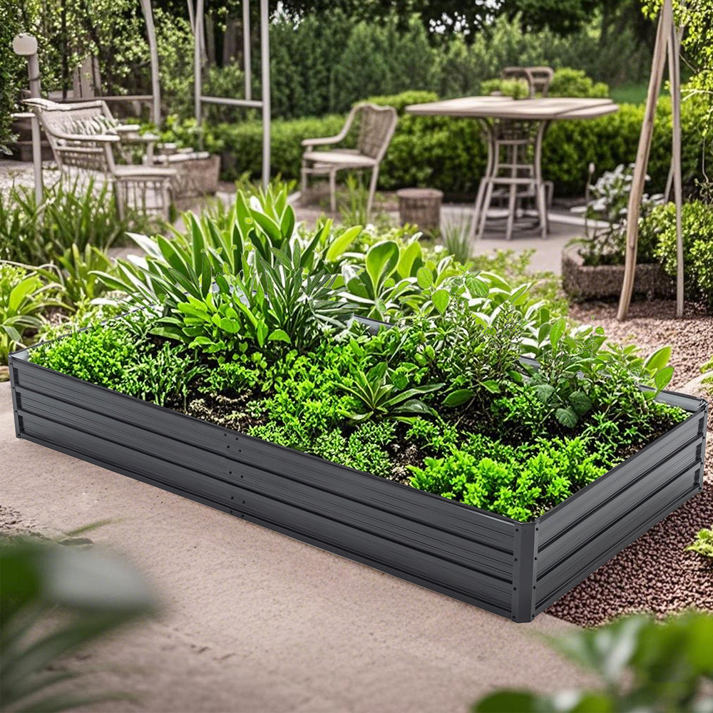 Galvanized Raised Garden Beds Outdoor // 8×4×1 ft Planter Raised Beds for Gardening, Vegetables, Flowers // Large Metal Garden Box Media 1
