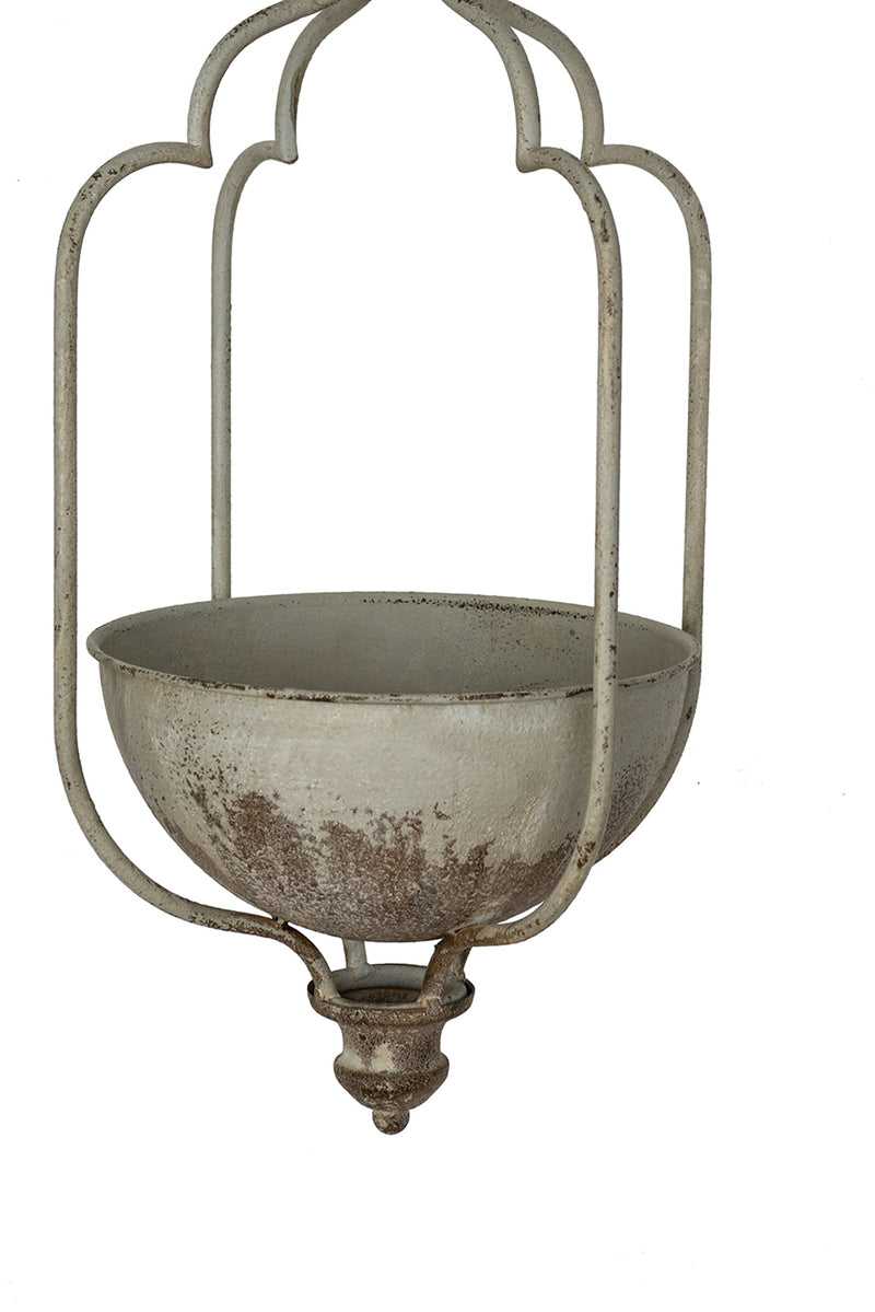 11.8x9.8x21.7' Rustic Hanging Iron Planter with Distressed White Finish
