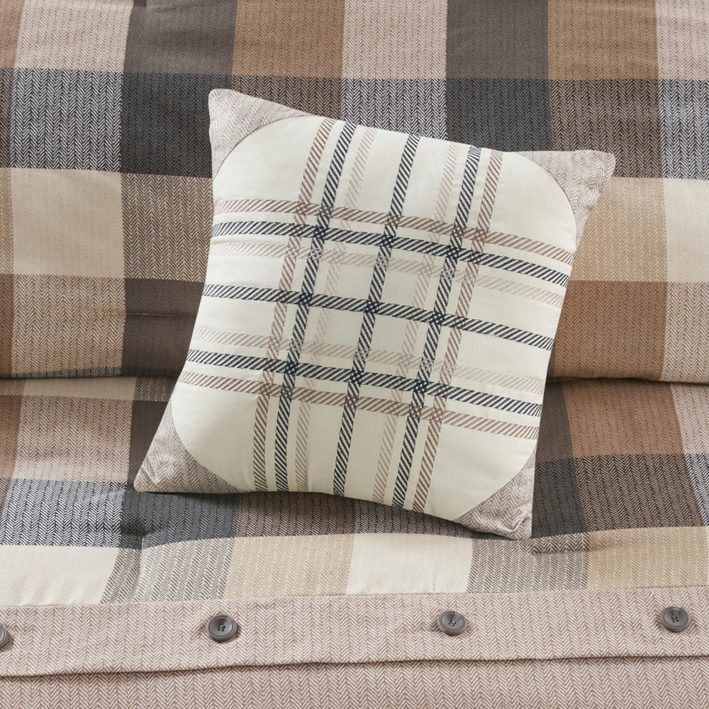 7 Piece Herringbone Comforter Set Neutral Cal King Media 9