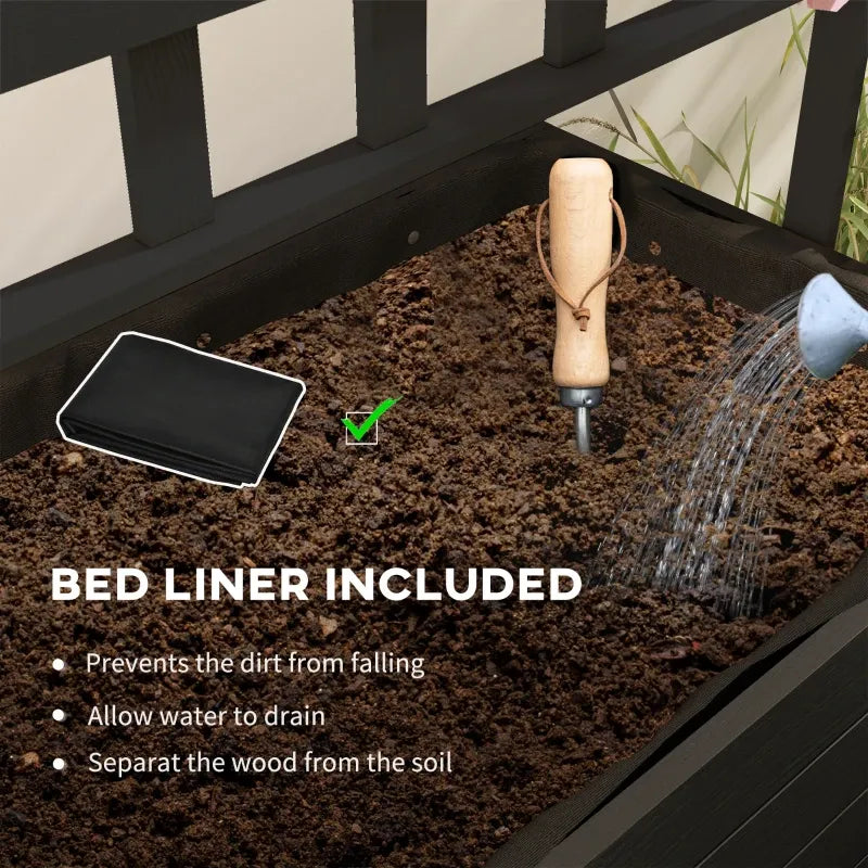Dual-Function Design Planting box,Wooden Elevated Garden Bed with Trellis,Outdoor Planter Box,Portable Raised Garden Bed Media 9