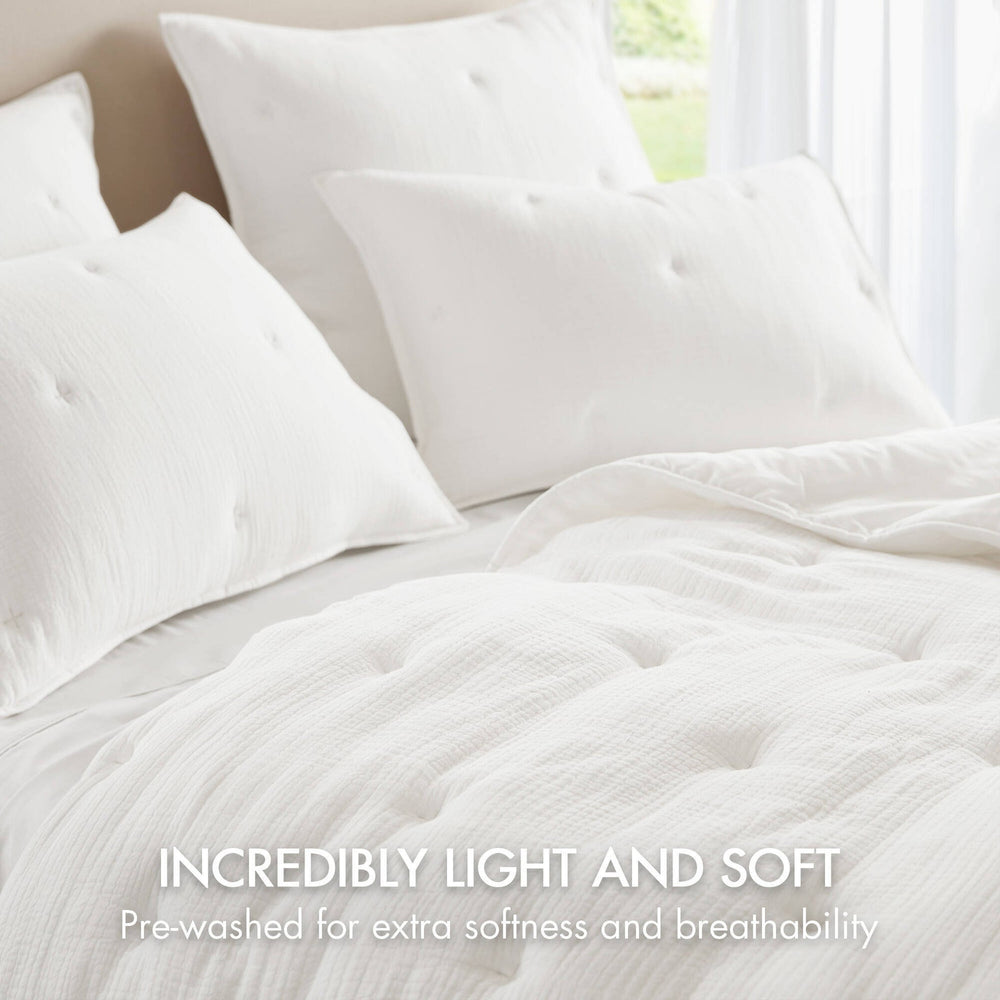 3-Piece King Cotton  Embroidered Quilt Set,White Media 4