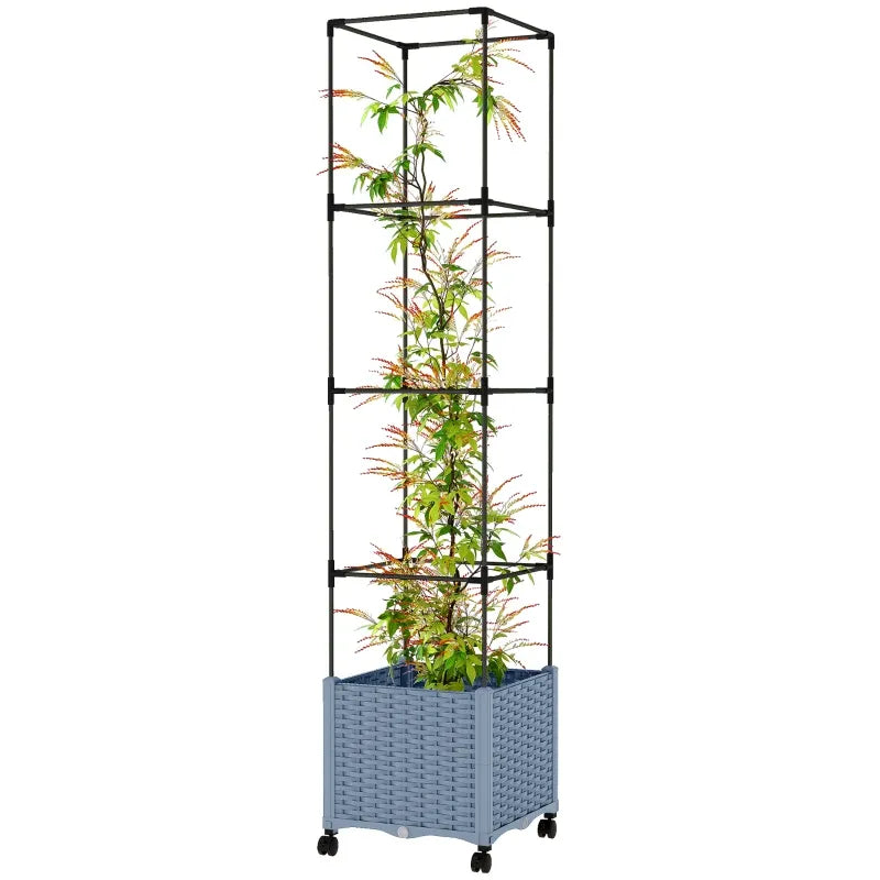 Mobile Raised Garden Bed,Adjustable Height Trellis Plant Cage Media 3