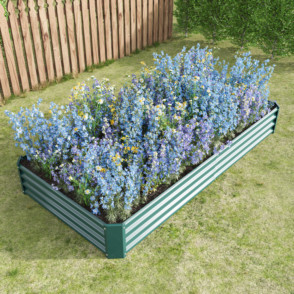 2PCS Green 8×4×1ft Metal Raised Rectangle Garden Planter Beds Media 4