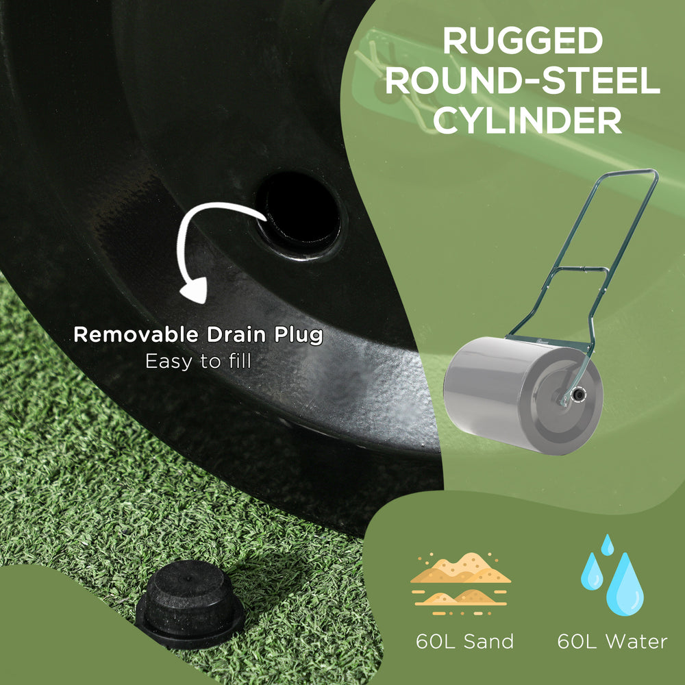 Outsunny 20-Inch Push/Tow Behind Lawn Roller Filled with 16 Gal Water or Sand, Perfect for Flattening Sod in the Garden Media 7