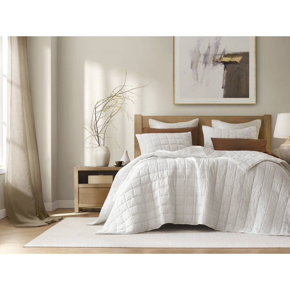 3-Piece Full/Queen Linen Garment Washed Quilt Set,White Media 7