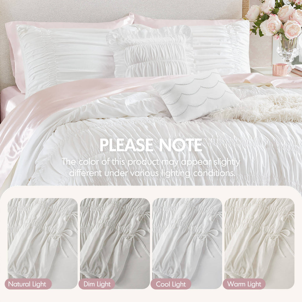 5 Pieces Full/Queen Comforter Set,White Media 4