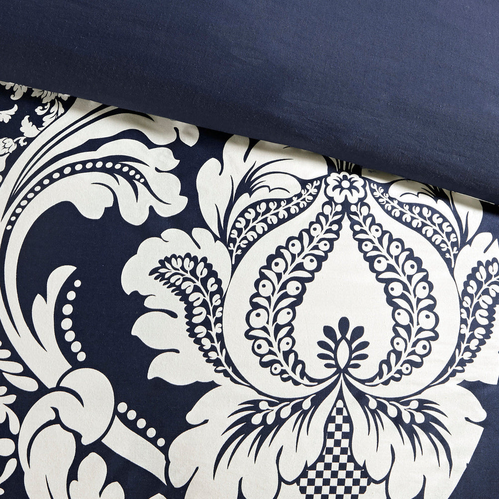 7 Piece Cotton Printed Comforter Set Indigo Queen Media 9